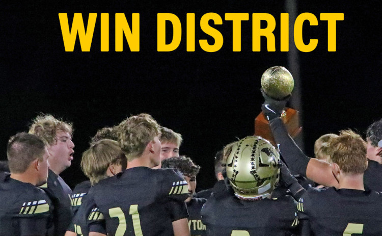 DISTRICT CHAMPS The Jayton Jaybirds clinched their district football title Friday night, defeating Aspermont 50-0. Jayton finishes the regular season undefeated, 10-0, and ranked #1 in the state. In the bi-district playoff game, they will face the Guthrie Jaguars Thursday, Nov. 13, at 7:00 p.m. at Knox City and will be the visiting team. FULL COVERAGE, PAGE 5 | COURTESY PHOTO