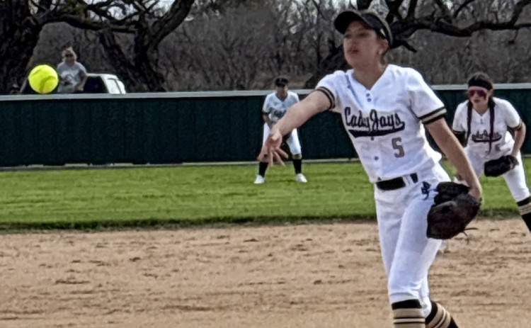 JAYTON SOFTBALL Junior Lauryn Rosa pitches for the Lady Jays against Knox City. | SUE JANE SULLIVAN