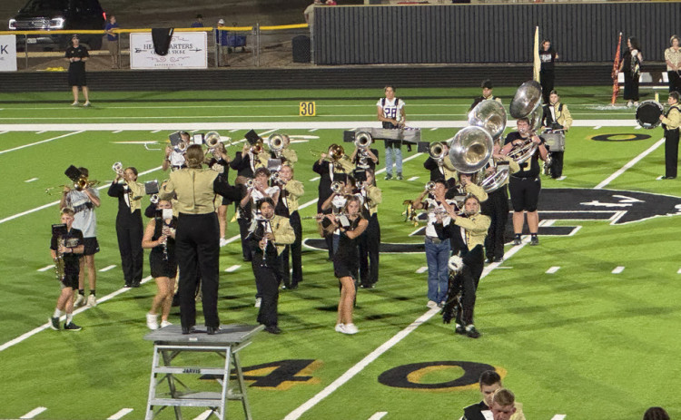 BOTHBANDS had the opportunity to perform for eager spectators following Jayton’s halftime win. Knox City presented a spirited program of pop favorites, while Jayton, under the direction of Lauren Huff, played a more subdued suite. | THE TEXAS SPUR