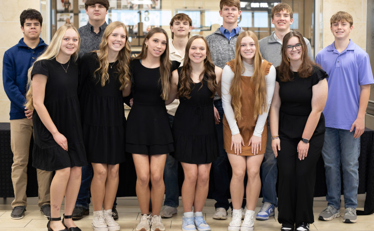 Last week Jayton-Girard ISD held its annual National Honor Society Induction ceremony, recognizing these outstanding students: back row, from left, Kodah Tagle, Hunter Abernathy, Caleb Herzog, Kirby Miller, Ben Baldridge, Casey Spray; front row, from left, Ella Long, Hallie Humphries, Kylea George, Kyndrey Branum, Brantley Ham, Cameron Arnold. | COURTESY PHOTO