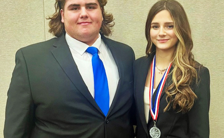 HIGHSCHOOLHONORS Spur junior Saegan Molina of Spur (right) will represent her school at the UIL State Congress Meet in Austin Jan. 6–8, 2026. Senior Stephen Hulme also competed Nov. 6. | COURTESY PHOTO
