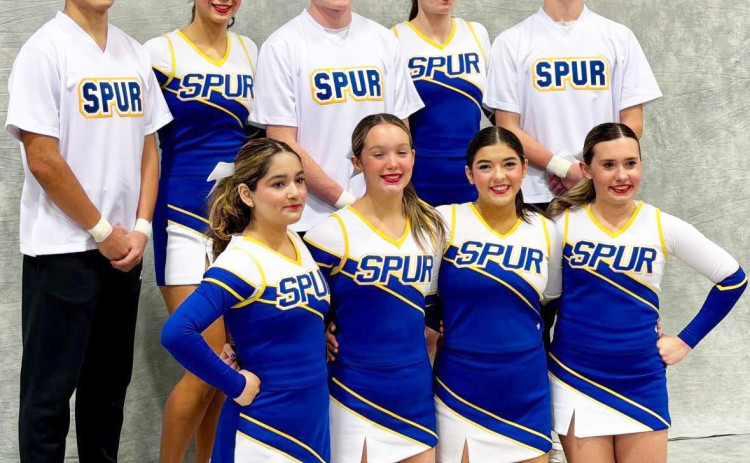 SPUR HONORS The Spur cheer squad finished in 4th place in the State last week at the State Cheer Championships in Fort Worth. Congratulations go to these girls and boys on how they competed at the state level. | COURTESY PHOTO