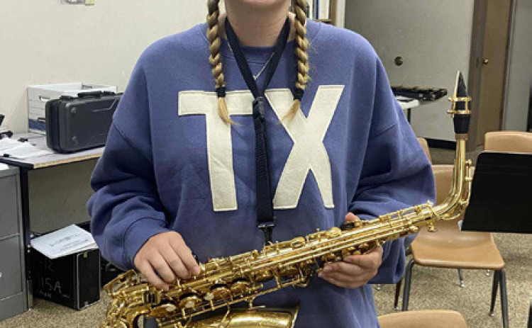 Lainey Baldridge of Jayton has been selected for All-Region band for alto saxophone. | COURTESY PHOTO
