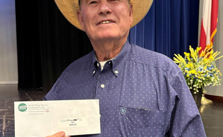 SOUTH PLAINS ELECTRIC WINNERS Congratulations go to the grand prize winners from last week’s South Plains Electric Cooperative Annual Meeting drawing in Spur last week, Gary Bridge and Mary and Bub Eldredge. Thanks to Texas Electric Cooperatives, SPEC was able to give two $500 grand prizes. | COURTESY PHOTOS