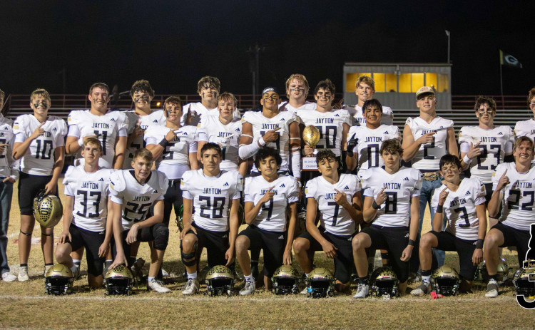 BI-DISTRICT CHAMPS The No. 1 Jayton Jaybirds (11-0) topped the Guthrie Jaguars (7-3) 56-6 Thursday night in Knox City in the bi-district football playoff.The top-ranked and reigning state champion Jaybirds will seek out their 27th-straight win next week against Grandfalls-Royalty Cowboys Friday, Nov. 21 at 6:30 p.m. in Garden City. FULL STORY, PAGE 5 | COURTESY PHOTO