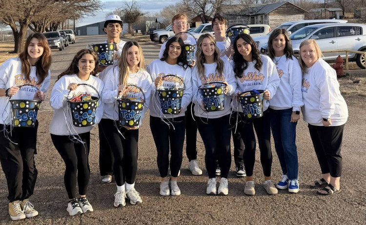 STATE SEND-OFF Spur cheerleaders were honored with a send-off Wednesday morning outside the Dog Domes as they made their way to Fort Worth and the State Cheer Championships. | COURTESY PHOTO