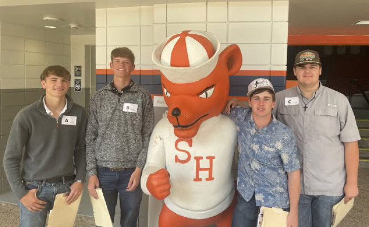 STATE-BOUND The Jayton FFA forage team (hay grading) competed at the Sam Houston Area contest in Huntsville on Thursday.The team of Cutter Lee, Caleb Herzog, Hunter Abernathy and Kirby Miller won first in district and first in area and advances to State. | COURTESY PHOTO