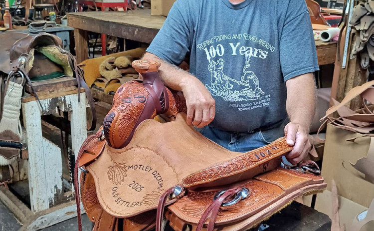 SADDLEMAKER Will Burgess has once again crafted a fine saddle that will go to theTop Hand to be announced Saturday night at the 102nd Motley-Dickens Old Settlers Reunion &amp; Rodeo at Roaring Springs. | COURTESY PHOTO