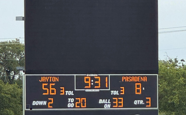 VICTORY Jayton won the battle of defending state champs defeating TAPPS state champion, First Baptist Christian Academy of Pasadena by a score of 56-8 in McGregor. | COURTESY PHOTO